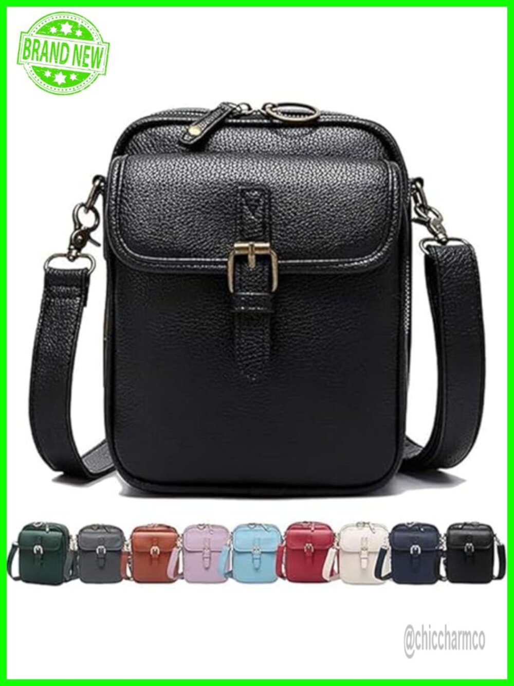 Faux Leather Crossbody Bag Anti-Theft Messenger with 10 Card Slots